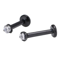 Load image into Gallery viewer, Labret modisches Piercing aus Edelstahl in schwarz weißer Mini Zirkonia Stein

