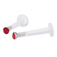 Load image into Gallery viewer, Labret modisches Piercing aus Acryl mit rotem Stein Edelstahl

