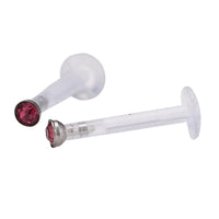 Load image into Gallery viewer, Labret modisches Piercing aus Acryl mit rosa Stein Edelstahl
