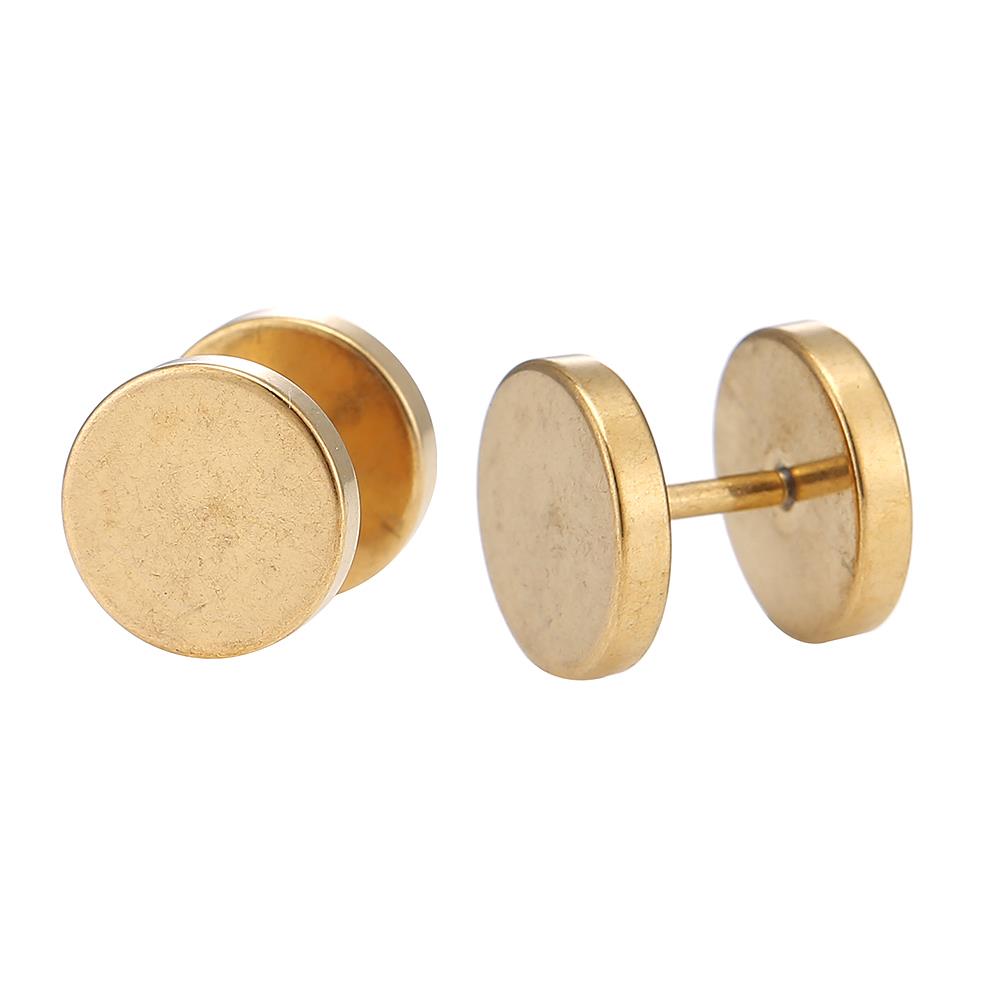 Fake Piercing Edelstahl Schraubverschluss Expander goldfarben Runde Platten 10 mm