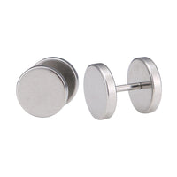 Load image into Gallery viewer, Fake Piercing Edelstahl Schraubverschluss Expander silberfarben  Runde Platten 12 mm
