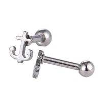 Load image into Gallery viewer, Helix Piercing Edelstahl silber Farben Schraubverschluss mini Anker
