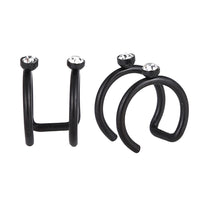 Cargar imagen en el visor de la galería, Ear cuffs, Fake Helix Ohrklemme, Edelstahl schwarz zweilagig mit glitzersteinen
