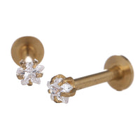 Load image into Gallery viewer, Tragus Piercing Ohr Piercing golden glänzend Edelstahl mit Glitzerstein

