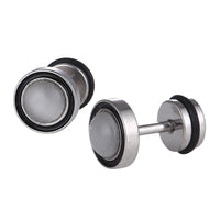 Load image into Gallery viewer, Fake Piercing Expander silberfarben Stein weiß Edelstahl Schaubverschluss
