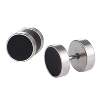 Load image into Gallery viewer, Fake Piercing Expander silber Farben Ø 15 mm schwarz Edelstahl Schraubverschluss
