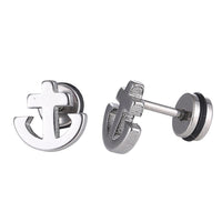 Load image into Gallery viewer, Fake Piercing Expander silber farben Anker Symbol Schaubverschluss Edelstahl
