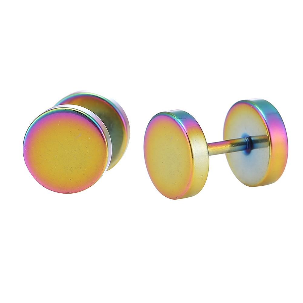 Fake Piercing Expander Regenbogenfarben Ø 8 mm Edelstahl Schraubverschluss