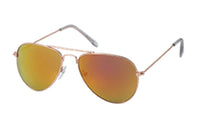 Load image into Gallery viewer, Sonnenbrille Pilotenbrille 400 UV Metall golden verspiegelt transparente Kappen

