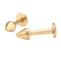 Cargar imagen en el visor de la galería, Labret modisches Piercing aus Edelstahl goldfarben mit Spitze Cone 9 mm

