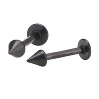 Cargar imagen en el visor de la galería, Labret modisches Piercing 13 mm aus Edelstahl schwarz mit Cone Spitze
