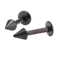 Cargar imagen en el visor de la galería, Labret Piercing 9 mm Edelstahl schwarz Cone Spitze
