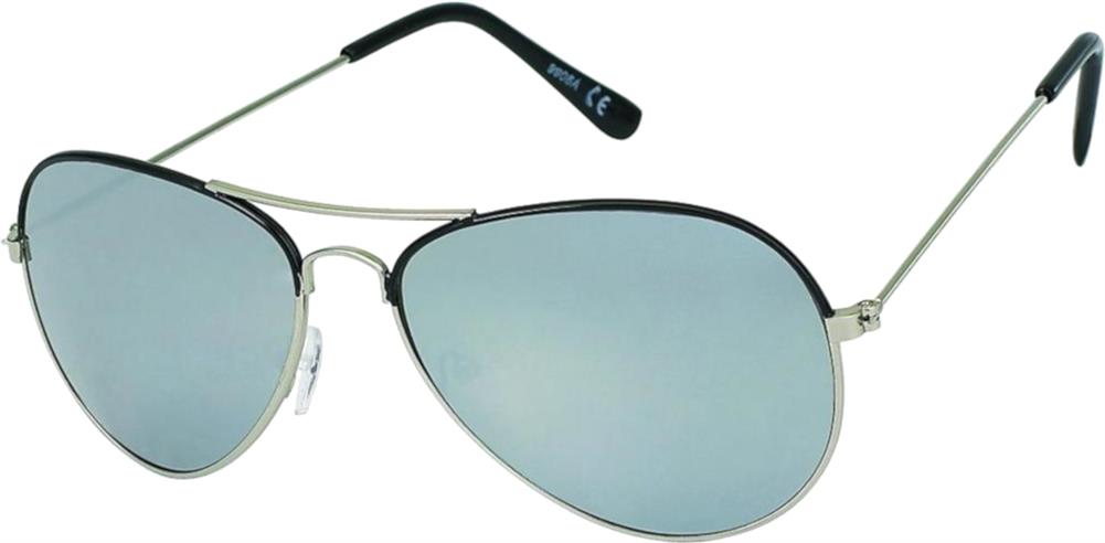 Sonnenbrille Unisex Pilotenbrille Pornobrille Fliegerbrille Perlglanz verspiegelt 400UV schwarz silber