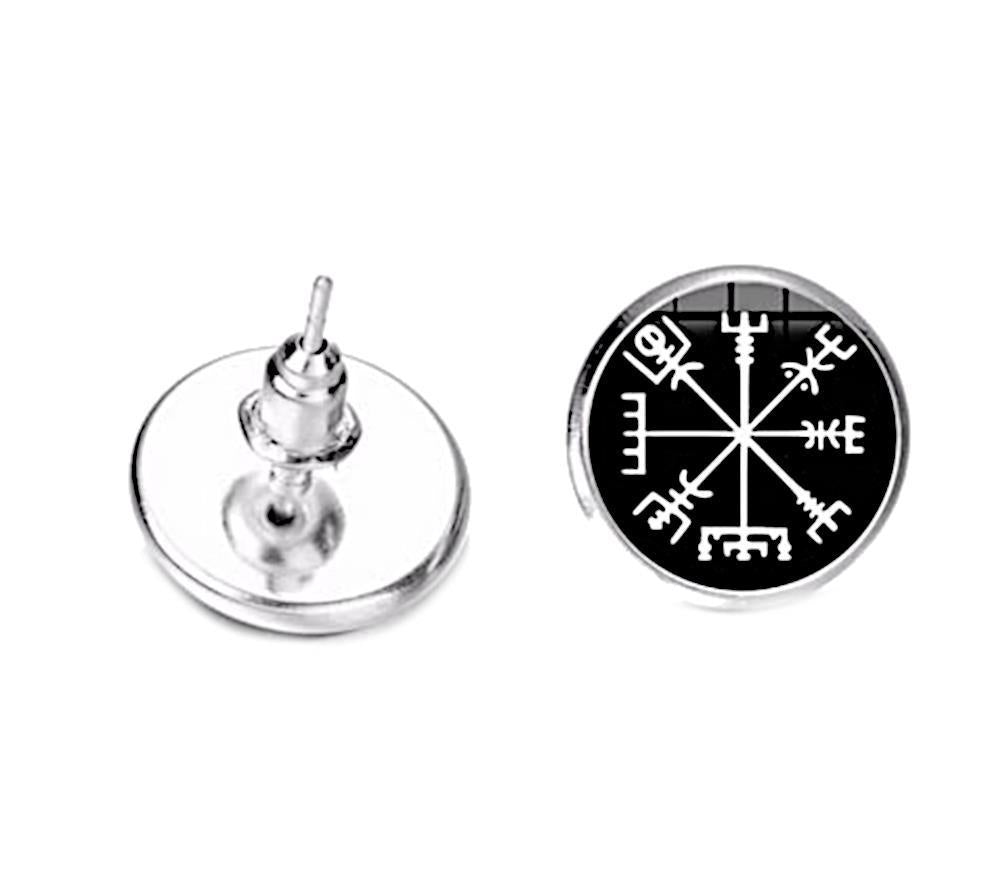 Ohrstecker Glas rund 12mm Zinklegierung Celtic Viking