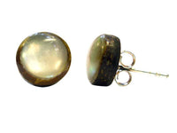 Load image into Gallery viewer, Ohrstecker Unisex 8 mm Kokosnuss Holz Edelstahl Muschel Stein Inlay rund Stern
