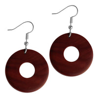 Load image into Gallery viewer, Ohrringe Holz Ringform Silber Edelstahl hell dunkel
