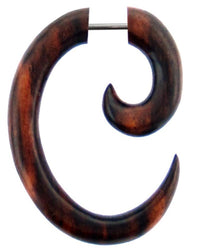 Load image into Gallery viewer, Ohrringe Holz Fake Piercing Spiralen Edelstahl Dehnschnecken
