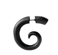 Load image into Gallery viewer, Ohrringe Holz Fake Piercing Spiralen Edelstahl Dehnschnecken
