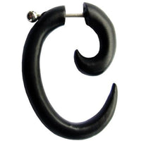 Load image into Gallery viewer, Ohrringe Holz Fake Piercing Spiralen Edelstahl Dehnschnecken
