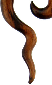 Load image into Gallery viewer, Ohrring Holz Fake Piercing lange Spirale Edelstahl Dehnschnecke
