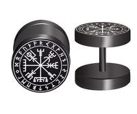 Load image into Gallery viewer, Fake Piercing Plug Viking schwarz Edelstahl 10mm
