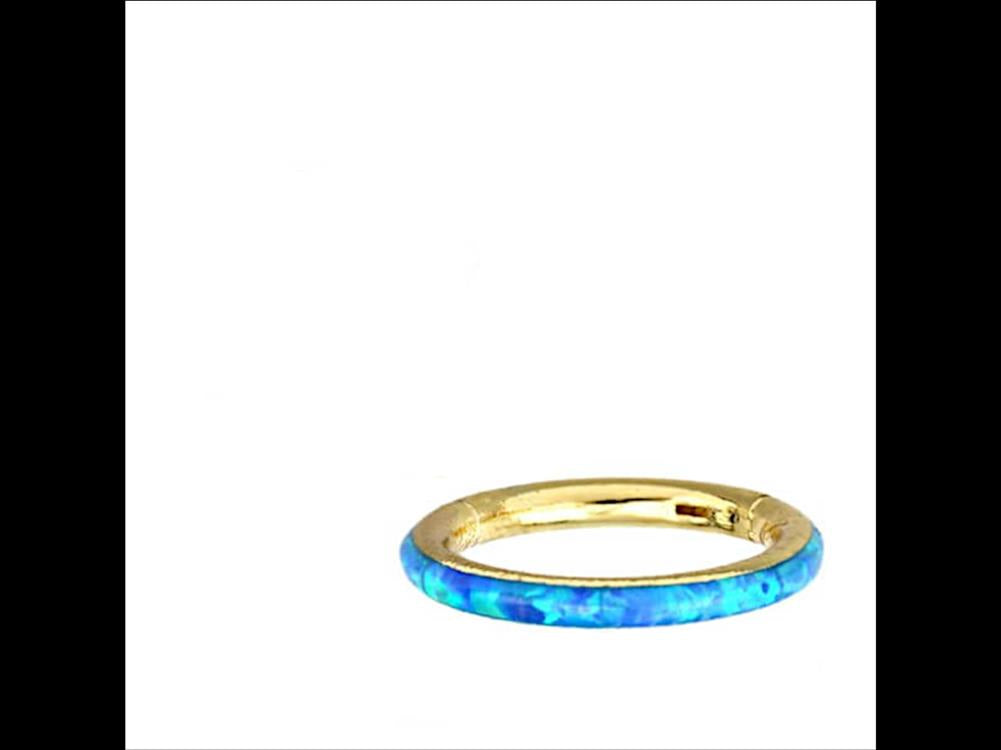 Klapp Segment Ring Piercing Edelstahl blau Opal unten