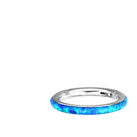 Load image into Gallery viewer, Klapp Segment Ring Piercing Edelstahl blau Opal unten
