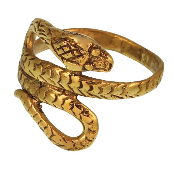 Messing Ring Schlange plastisch dünn Brass antik golden nickelfrei Tribal Schmuck