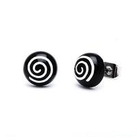 Load image into Gallery viewer, Ohrstecker Halbkugel Spirale 8 mm Acryl Unisex Ohrringe Edelstahl nickelfrei zweifarbig
