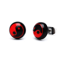 Load image into Gallery viewer, Ohrstecker Halbkugel Yin Yang 8 mm Acryl Unisex Ohrringe Edelstahl nickelfrei zweifarbig
