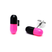 Load image into Gallery viewer, Ohrstecker Pille Tablette schmal 9 mm zweifarbig Edelstahl Unisex Schmuck Ohrringe
