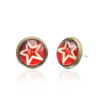 Load image into Gallery viewer, Brass Ohrstecker Stern Sterne bunt Unisex Ohrringe Edelstahl nickelfrei Kommunismus 12 mm
