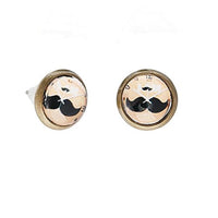 Load image into Gallery viewer, A pair of Brass Ohrstecker, these unisex stud earrings feature a colorful star design under a clear dome. Made from nickel-free stainless steel, they&#39;re comfortable for everyday wear. Size: 12 mm.
