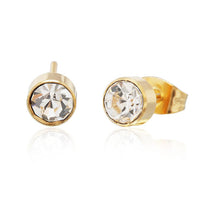 Load image into Gallery viewer, Brass Ohrstecker gold Glaskristall facettiert 6mm rund
