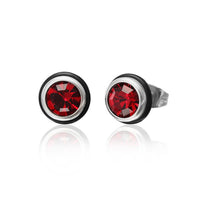 Load image into Gallery viewer, Brass Ohrstecker silber Gummi Ring Glaskristall facettiert 8mm rund bunt
