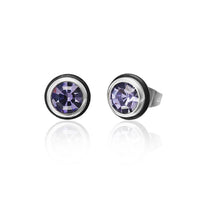 Load image into Gallery viewer, Brass Ohrstecker silber Gummi Ring Glaskristall facettiert 8mm rund bunt
