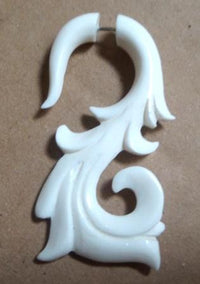 Load image into Gallery viewer, Fake Piercing Bone Edelstahl weiß Spiralen Sterne Spike Ohrstecker Ohrring
