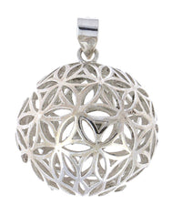 Load image into Gallery viewer, Anhänger Kugel versilbert hohl Blume des Lebens Silber gestanzt 24 mm Messing - chic - net.de
