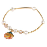 Load image into Gallery viewer, Armband Brass golden orange blau Perlen Muschel Kristalle verstellbar - chic - net.de
