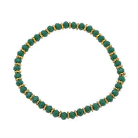 Cargar imagen en el visor de la galería, Armband Brass golden Ringchen dunkelgrün facettierte Kristallperlen verstellbar - chic - net.de
