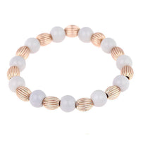 Load image into Gallery viewer, Armband Brass goldene Rillenperlen graue Perlen verstellbar - chic - net.de
