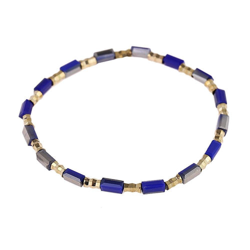 Armband Steine blau grau goldfarben glänzend verstellbar - chic - net.de