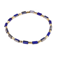 Load image into Gallery viewer, Armband Steine blau grau goldfarben glänzend verstellbar - chic - net.de
