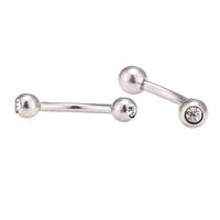 Load image into Gallery viewer, Banane Curved Barbell Piercing mit Kugeln aus Edelstahl silbern weißer Stein - chic - net.de
