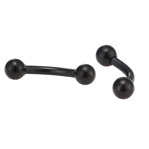 Banane Curved Barbell Piercing mit Kugeln Basic 12 mm Edelstahl schwarz - chic - net.de