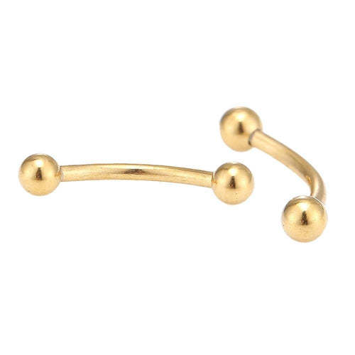 Banane Curved Barbell Piercing mit Kugeln Basic lang 16 mm Edelstahl goldfarben - chic - net.de