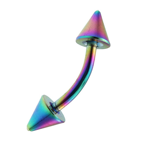 Banane mit Cones / Curved Barbell Piercing mit Cones aus Edelstahl Regenbogenfarben - chic - net.de