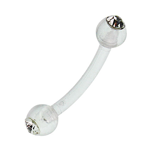 Banane Piercing mit Kugeln weiß transparent aus Kunststoff mit weißem Glitzerstein - chic - net.de