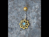 Load image into Gallery viewer, Bauchnabel Piercing Brass Edelstahl Blümchen Stein - chic - net.de

