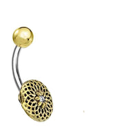 Load image into Gallery viewer, Bauchnabel Piercing Brass Edelstahl Dahlie Stein - chic - net.de
